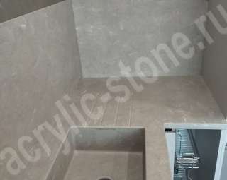 Фото Столешница для кухни из искусственного камня LG HI-MACS  с интегрированной раковиной и стеновой панелью