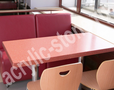 Столы из искусственного камня LG HI-MACS для сети ресторанов: фото