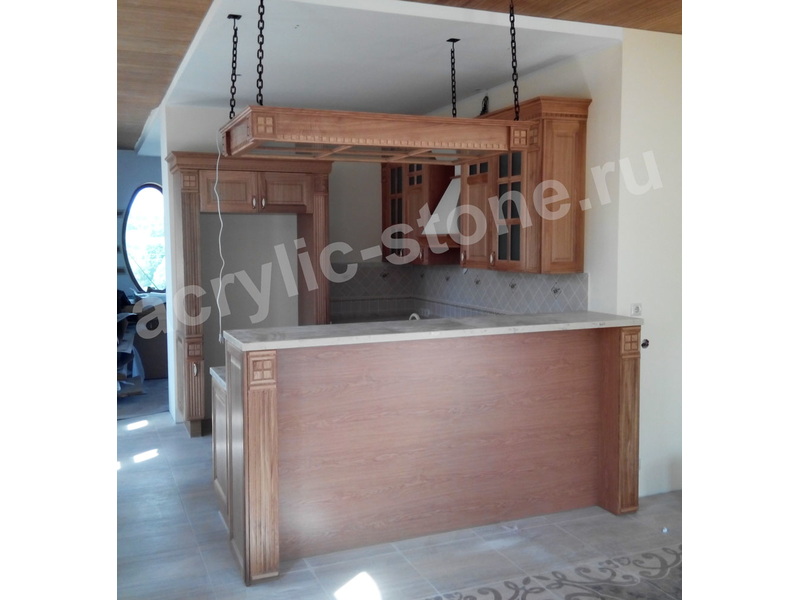 Кухонная столешница с барной стойкой в частном доме: фото