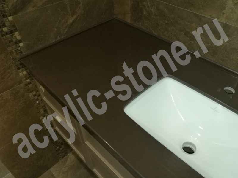 Столешница для ванной из искусственного камня с керамической раковиной LG HI-MACS: фото