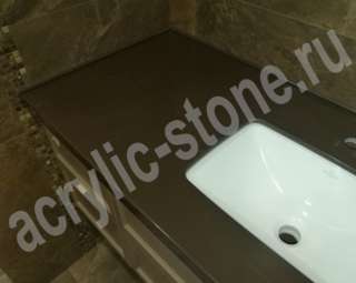 Фото Столешница для ванной из искусственного камня с керамической раковиной LG HI-MACS