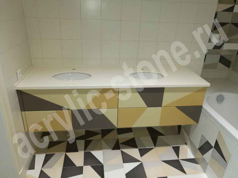 Столешница для ванной комнаты из искусственного камня с 2 раковинами Hanex: фото