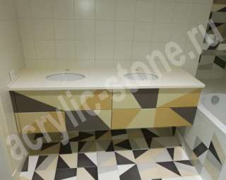 Фото Столешница для ванной комнаты из искусственного камня с 2 раковинами Hanex
