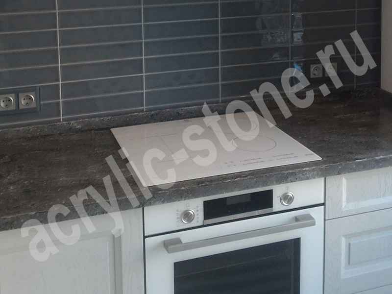 Угловая кухонная столешница из акрилового (искусственного) камня HI-MACS: фото