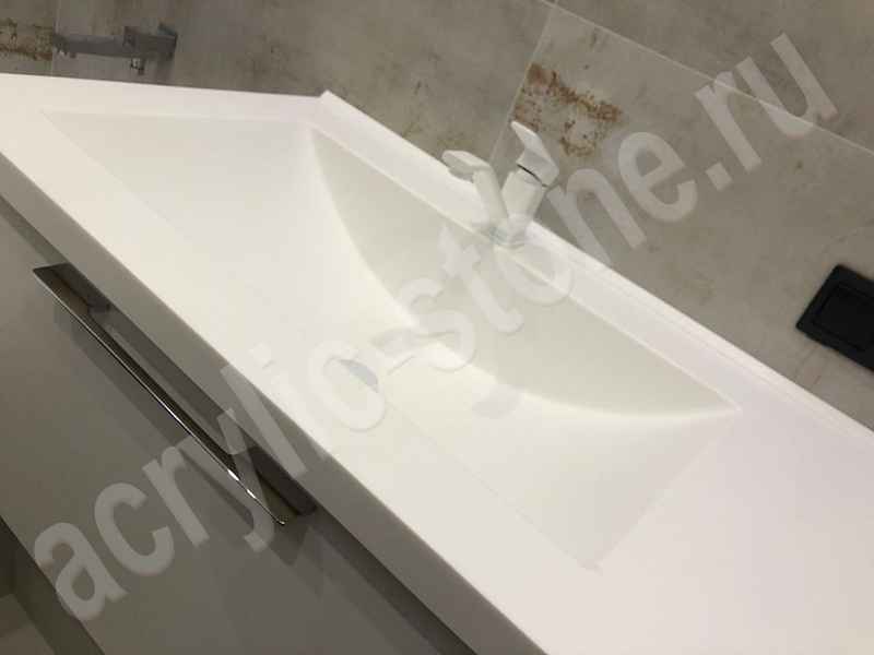 Столешница для ванной из искусственного камня LG HI-MACS  с литой раковиной (лодочка): фото