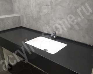 Фото Умывальник  для ванной комнаты из искусственного камня LG HI-MACS  с керамической раковиной нижнего монтажа